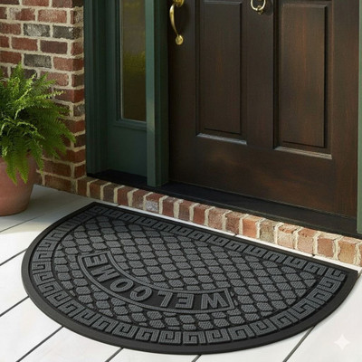 TICOLO Rubber Door & Floor Mat(Grey, Black, Medium)
