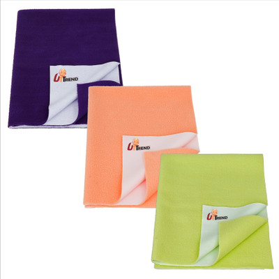 UpTrend Cotton Baby Bed Protecting Mat(PLUM, PEACH, GREEN, Pack of 3, Large)
