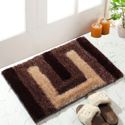 shopgallery Polyester Door Mat(Brown, Extra Large, Pack of 2)