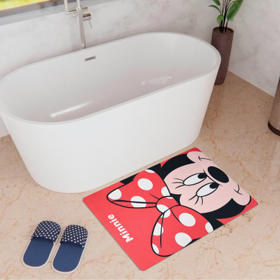 KUBER INDUSTRIES Polyester, Rubber Bathroom Mat(Red, Medium)