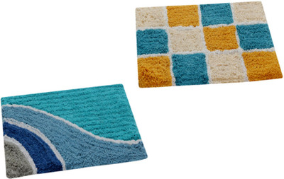 AAZEEM Cotton Door Mat(Multicolor, Medium, Pack of 2)