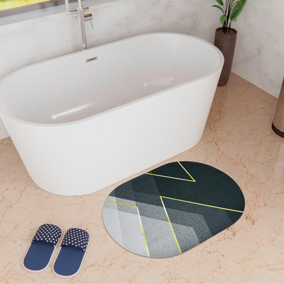 KUBER INDUSTRIES Polyester Bathroom Mat(Black & Gray, Medium)