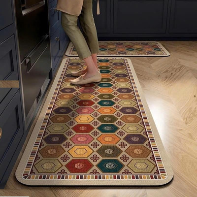 SUICUNE Polyester, Rubber Kitchen Mat(Multicolor, Free)