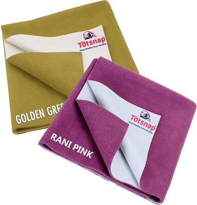Totsnap Cotton Baby Bed Protecting Mat(Golden Green , Rani PInk, Pack of 2, Large)
