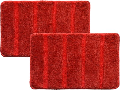 KUBER INDUSTRIES Cotton Door Mat(Red, Free, Pack of 2)