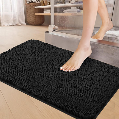 SITTELLA Microfiber Door Mat(Black, Large)