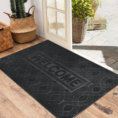 Dtex PVC (Polyvinyl Chloride) Door Mat(Black, Medium)