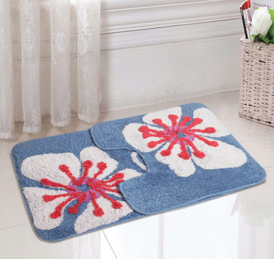 Saral Home Polyester Bathroom Mat(Multicolor, Small)