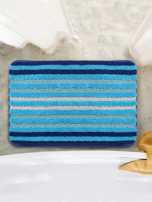 Saral Home Microfiber Bathroom Mat(Blue, Medium)
