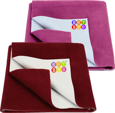 BeyBee Cotton Baby Bed Protecting Mat(Maroon, Rani Pink, Pack of 2, Medium)