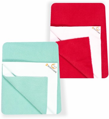 BodyCare Cotton Baby Bed Protecting Mat(Green & Red, Medium, Pack of 2)