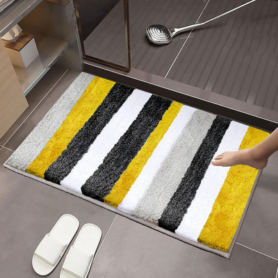 Roseate Microfiber Floor Mat(Yellow, Medium)