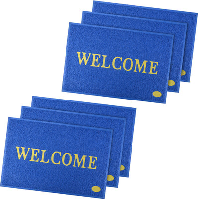 KUBER INDUSTRIES Rubber Door Mat(Blue, Large, Pack of 6)