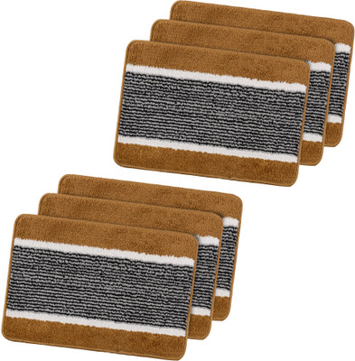 KUBER INDUSTRIES Microfiber Door Mat(Gold, Medium, Pack of 6)