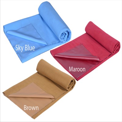 SOMYA Polyester Baby Bed Protecting Mat(SKY BLUE-MAROON-BROWN, Large, Pack of 3)