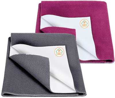 D BABY HOME Cotton Baby Bed Protecting Mat(Grey + Rani Pink, Pack of 2, Medium)