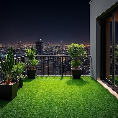 Medetai Artificial Grass Floor Mat(Green, Medium)