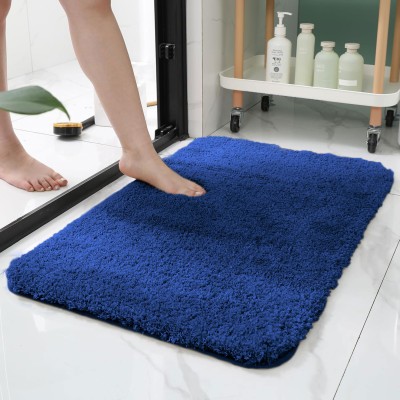 LUXE HOME INTERNATIONAL Microfiber Bathroom Mat(Blue, Medium)