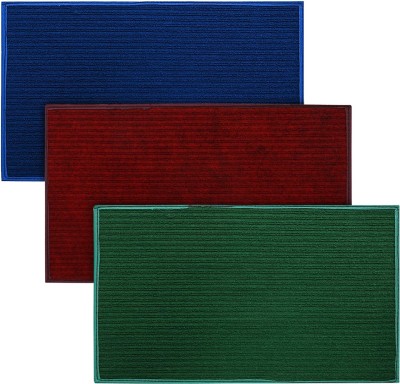 KUBER INDUSTRIES Microfiber Door Mat(Maroon & Green & Blue, Free, Pack of 3)