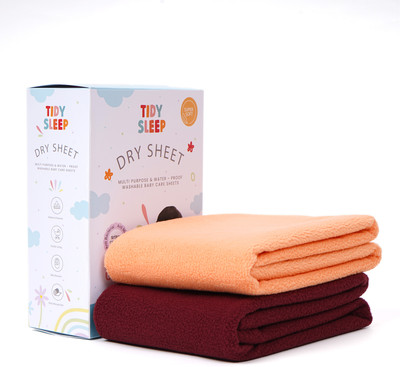 TIDY SLEEP Fleece Baby Bed Protecting Mat(Orange-Maroon, Large, Pack of 2)
