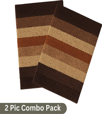 Snug Step Cotton Door Mat(Multicolor, Large, Pack of 2)