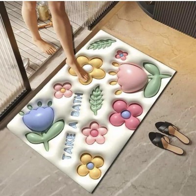 BANQLYN PVC (Polyvinyl Chloride) Bathroom Mat(Multicolor, Medium)