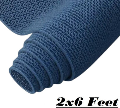 Shieldfab Rubber Bathroom Mat(Blue-2x6feet, Large)