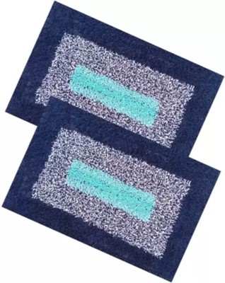 KOMAL Cotton Door Mat(Blue3, Small, Pack of 2)