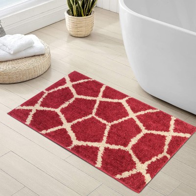 Savaya Microfiber Bathroom Mat(Red, Large, Pack of 3)