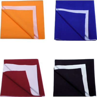 CheckMe Cotton Baby Bed Protecting Mat(Orange, Royal Blue, Maroon, Dark Blue, Small, Pack of 4)