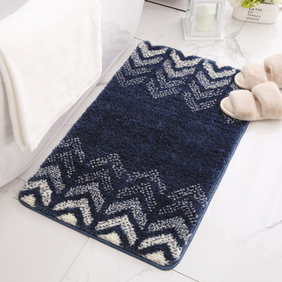 KUBER INDUSTRIES Polyester Bathroom Mat(Blue, Medium)