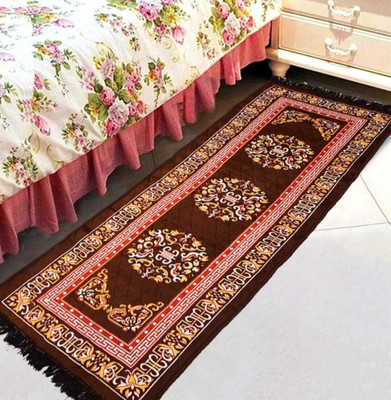 HOME SHINE Velvet Floor Mat(Brown, Extra Large)