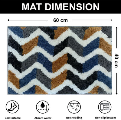F i Microfiber Door Mat(ZigZag Yellow, Small)