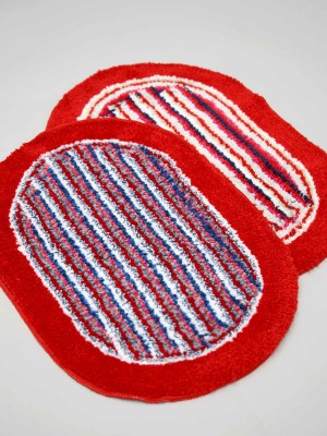 Ariana Cotton Bathroom Mat(Red, Medium, Pack of 2)