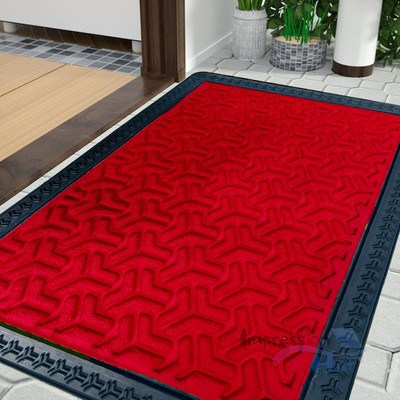 Impression Hut PP (Polypropylene) Bathroom Mat(3D Block Red, Medium)