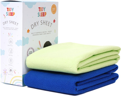 TIDY SLEEP Fleece Baby Bed Protecting Mat(Royal Blue-Green, Medium, Pack of 2)