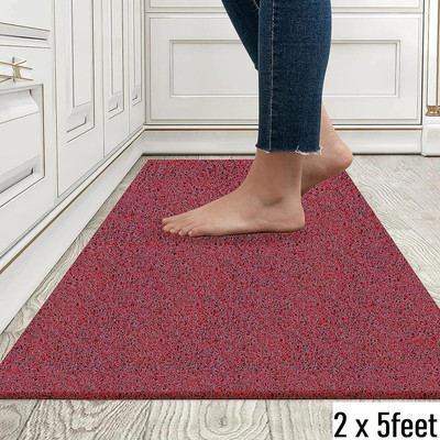 Shoppingzone PVC (Polyvinyl Chloride), Rubber Door Mat(Red-2x5feet Mat, Large)