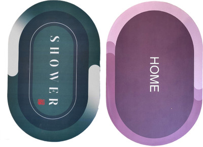JAMMY ZONES Rubber Bathroom Mat(Multicolor, Pack of 2, Free)