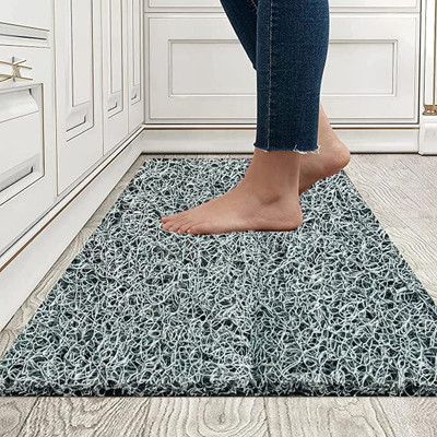 LIYALI PVC (Polyvinyl Chloride) Door Mat(GREY-BLACK MULTI COLOUR, Large)
