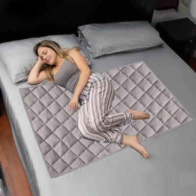 ADBENI HOME Cotton Baby Bed Protecting Mat(Grey, Medium)