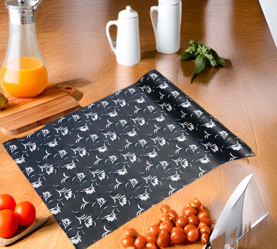 Creadcraft PVC (Polyvinyl Chloride) Drawer Mat(Grey, Black, Medium)