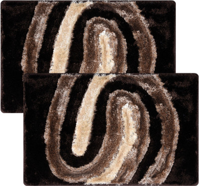KUBER INDUSTRIES Microfiber Door Mat(Dark Brown, Medium, Pack of 2)