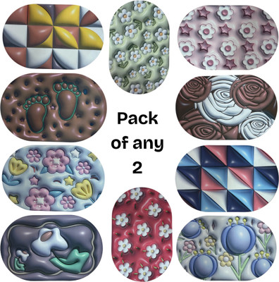 HEMZY Rubber Door Mat(Multicolor, Pack of 2, Medium)