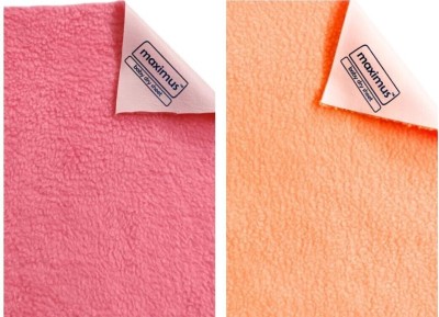 THE MAXIMUS Fleece Baby Bed Protecting Mat(BABY PINK, LIGHT ORANGE, 250 GSM, Medium, Pack of 2)