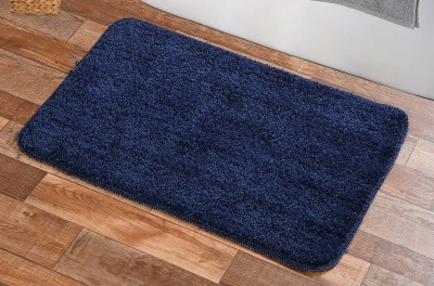 Chhogli Microfiber Bathroom Mat(Navy Blue, Medium)