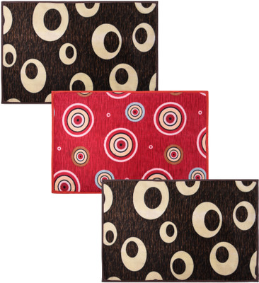 KUBER INDUSTRIES Polyester Door Mat(Multicolor, Medium, Pack of 3)
