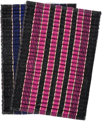 KUBER INDUSTRIES Cotton Door Mat(Pink, Blue, Medium, Pack of 2)