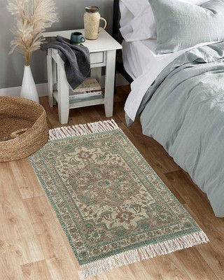 SAJAVAT HOME Cotton, Jute Floor Mat(Light Green, Small)