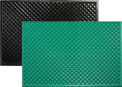 ALP overseas Rubber Door Mat(Black, Green, Medium, Pack of 2)