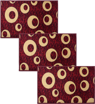 KUBER INDUSTRIES Polyester Door Mat(Maroon, Medium, Pack of 3)